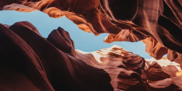 Low angle view of Antelope Canyon