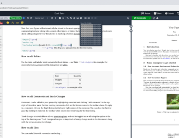 demonstration of how to add tables into Overleaf